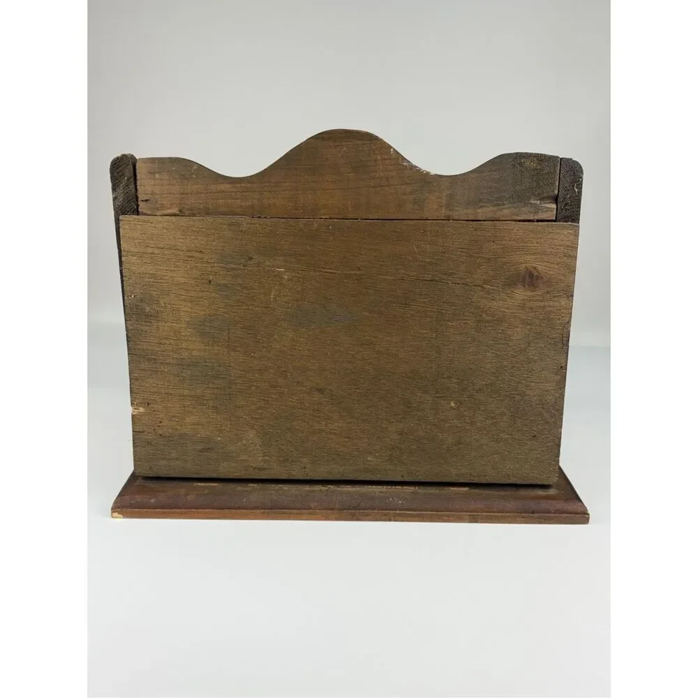 Vtg Hand Carved Wooden Bread Box Rustic Farmhouse Countertop Storage